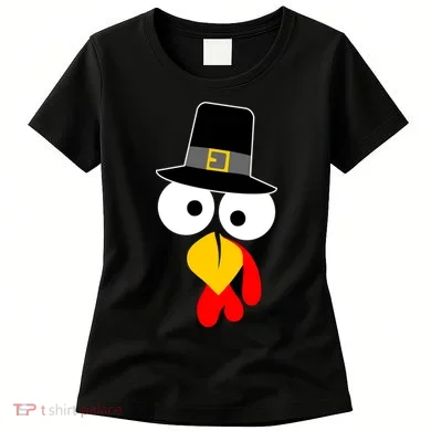 Pilgrim Turkey Big Face Thanksgiving Women's T-Shirt