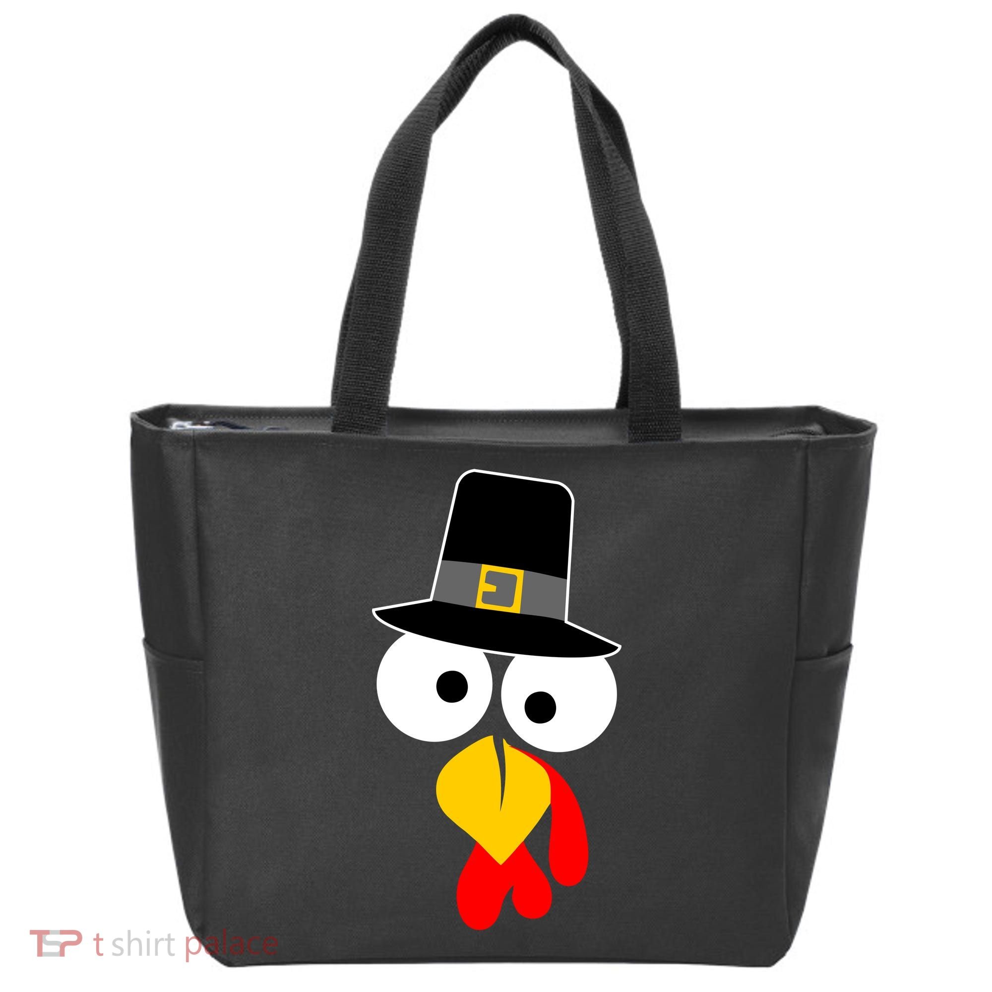Pilgrim Turkey Big Face Thanksgiving Tote Bag