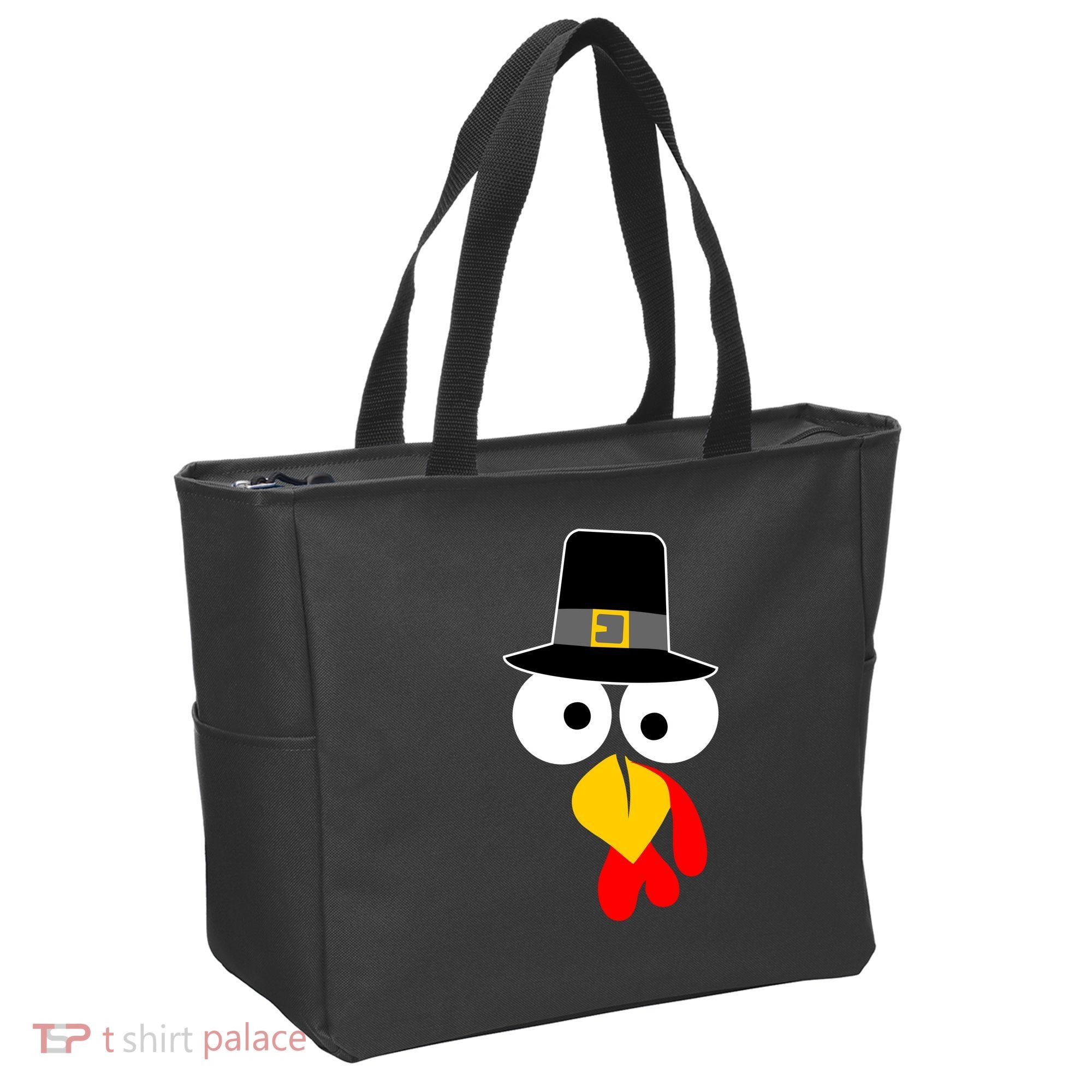 Pilgrim Turkey Big Face Thanksgiving Tote Bag