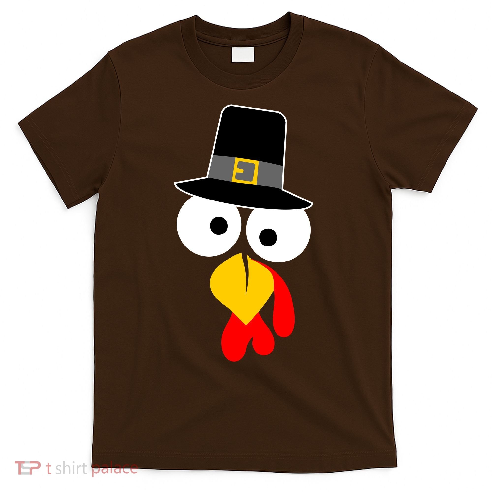 Pilgrim Turkey Big Face Thanksgiving T-Shirt