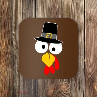 Pilgrim Turkey Big Face Thanksgiving Coaster