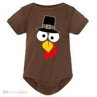 Pilgrim Turkey Big Face Thanksgiving Baby Bodysuit thumb 0