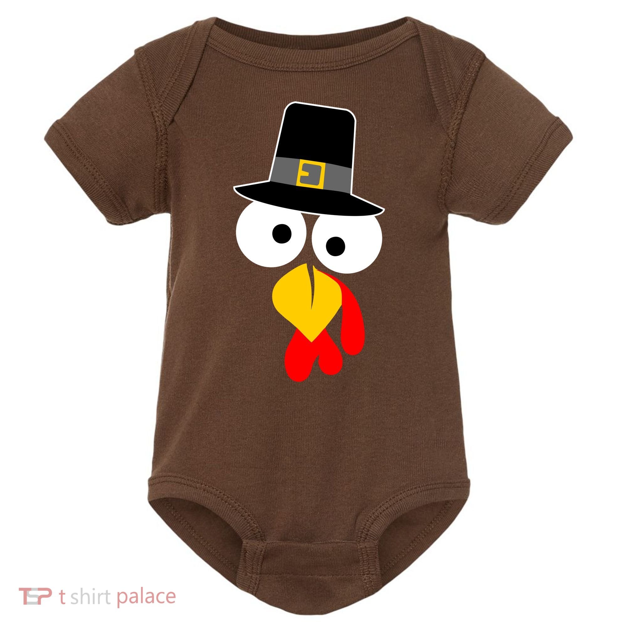 Pilgrim Turkey Big Face Thanksgiving Baby Bodysuit