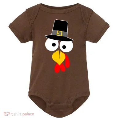 Pilgrim Turkey Big Face Thanksgiving Baby Bodysuit