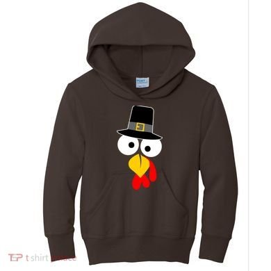 Pilgrim Turkey Big Face Thanksgiving Kids Hoodie