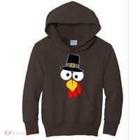 Pilgrim Turkey Big Face Thanksgiving Kids Hoodie thumb 0