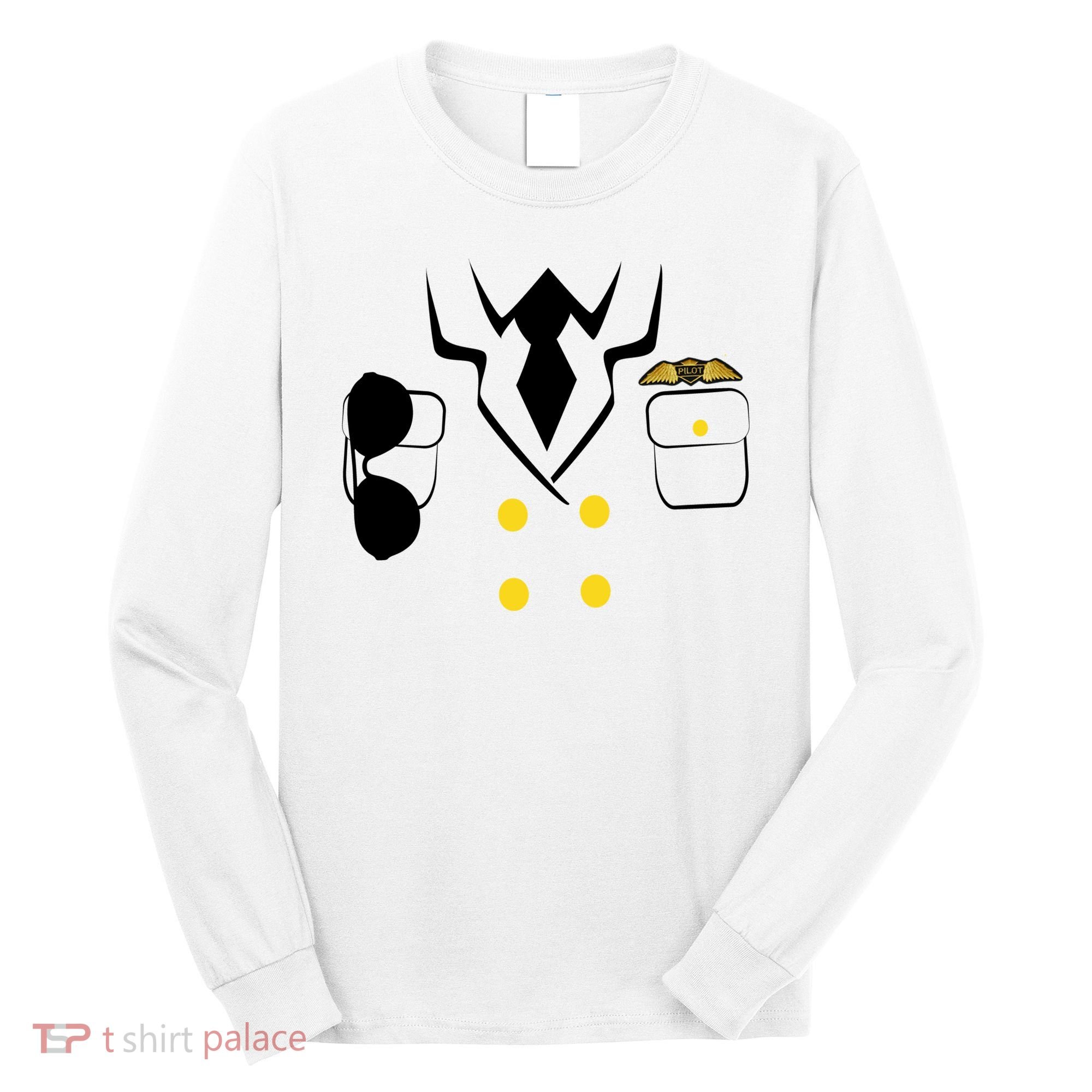 Pilot Costume Uniform Long Sleeve Shirt