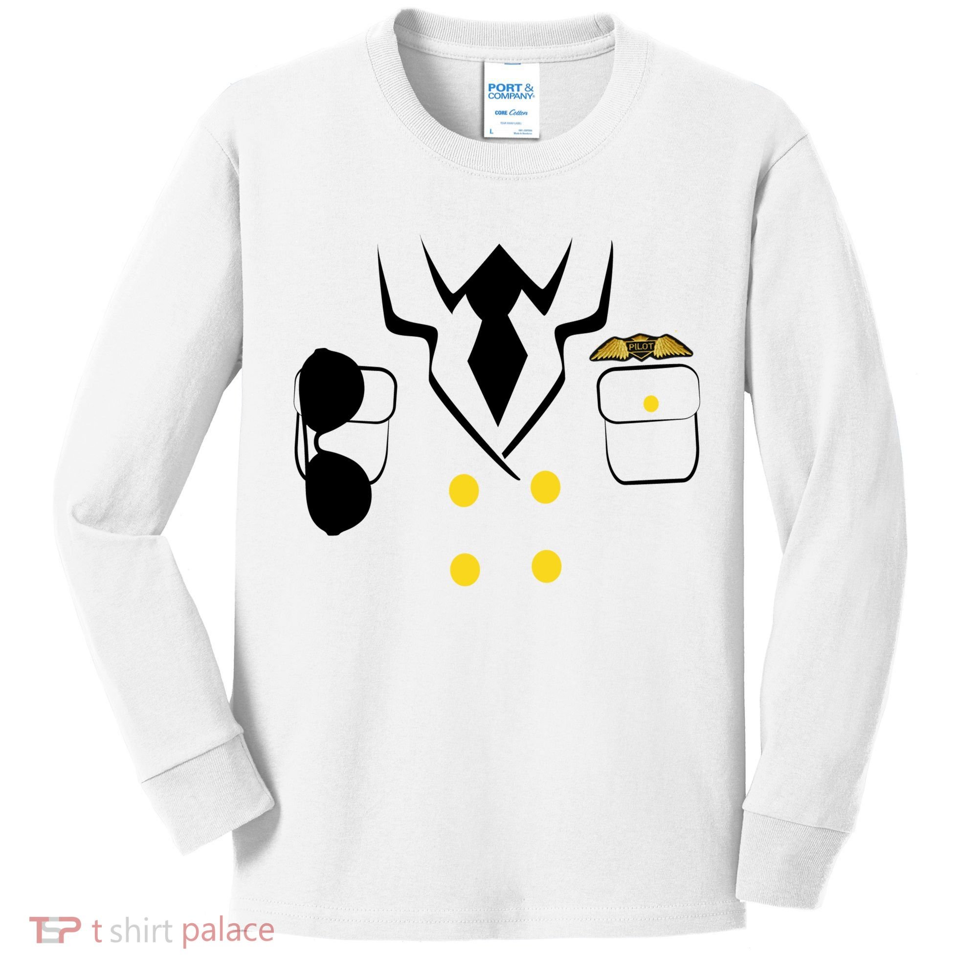 Pilot Costume Uniform Kids Long Sleeve Shirt