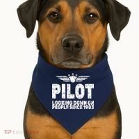 Pilot Looking Down On People Since 1903 USA-Made Doggie Bandana thumb 1