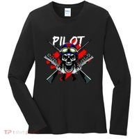 Pilot Skull Women's Long Sleeve Shirt thumb 0