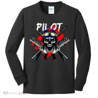 Pilot Skull Kids Long Sleeve Shirt