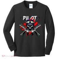 Pilot Skull Kids Long Sleeve Shirt thumb 0