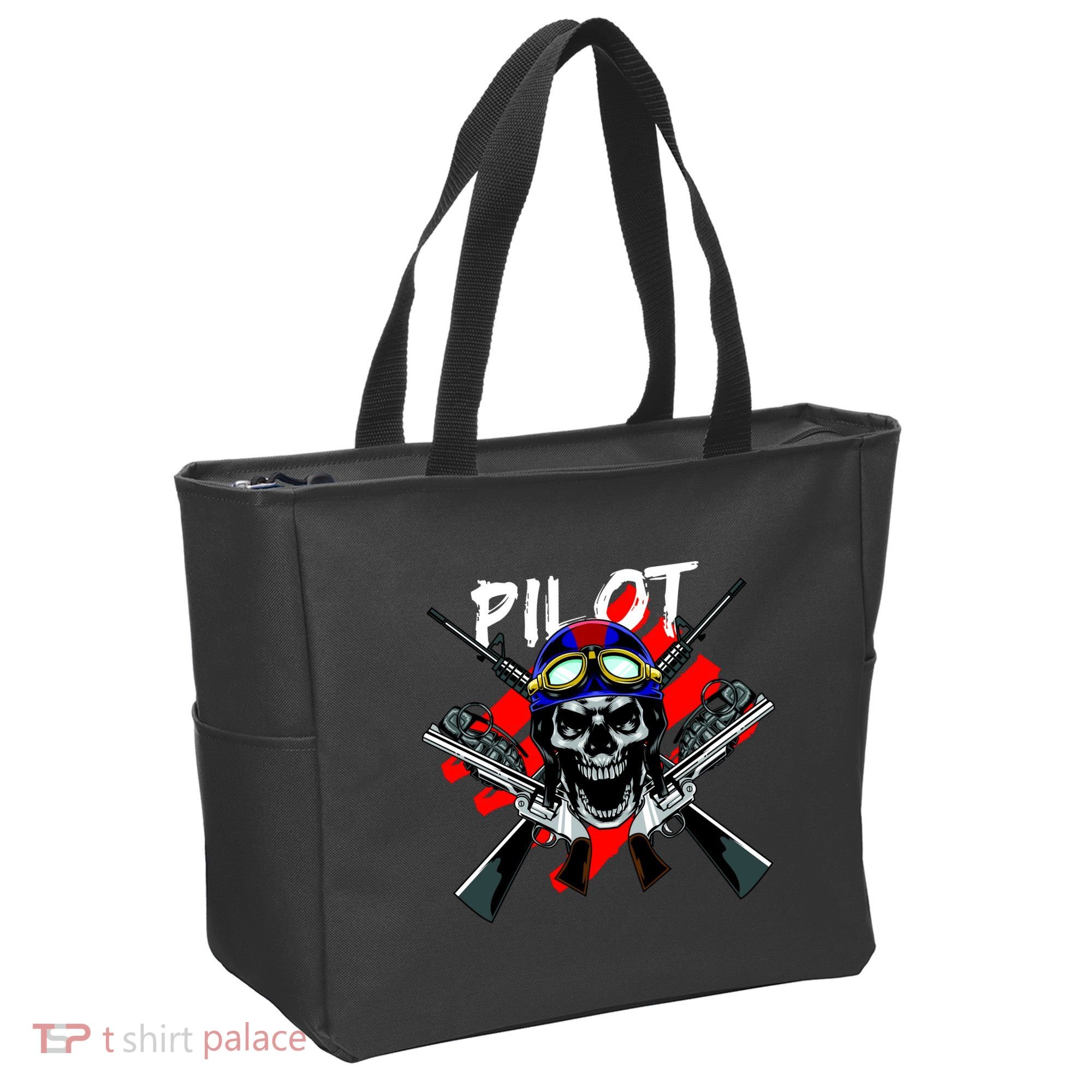 Pilot Skull Tote Bag