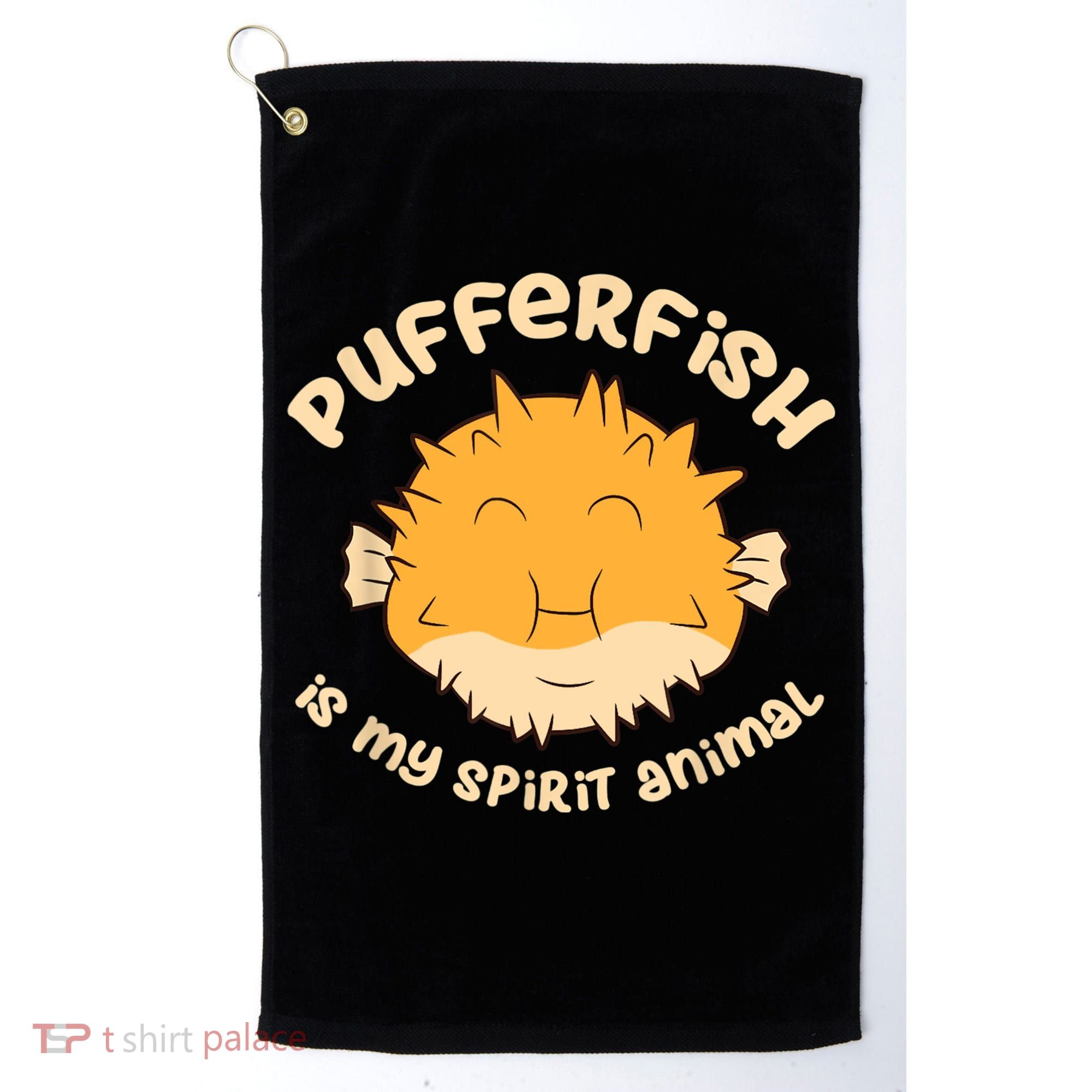Pufferfish Is My Spirit Animal Funny Puffer Fish Golf Towel