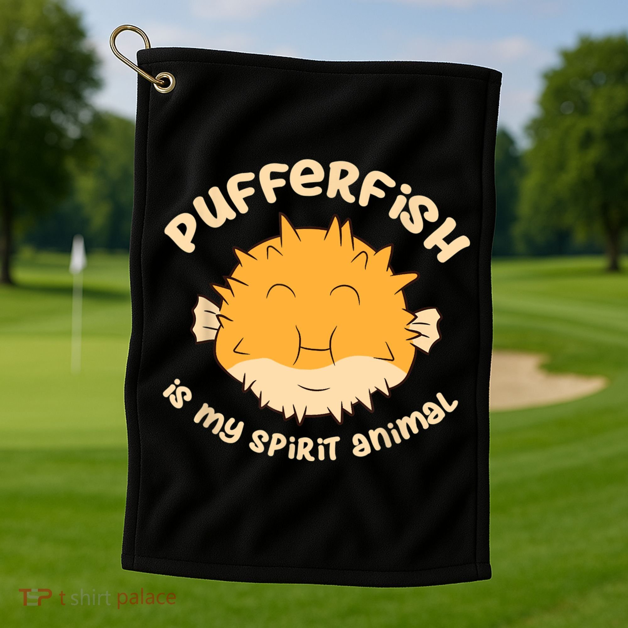 Pufferfish Is My Spirit Animal Funny Puffer Fish Golf Towel