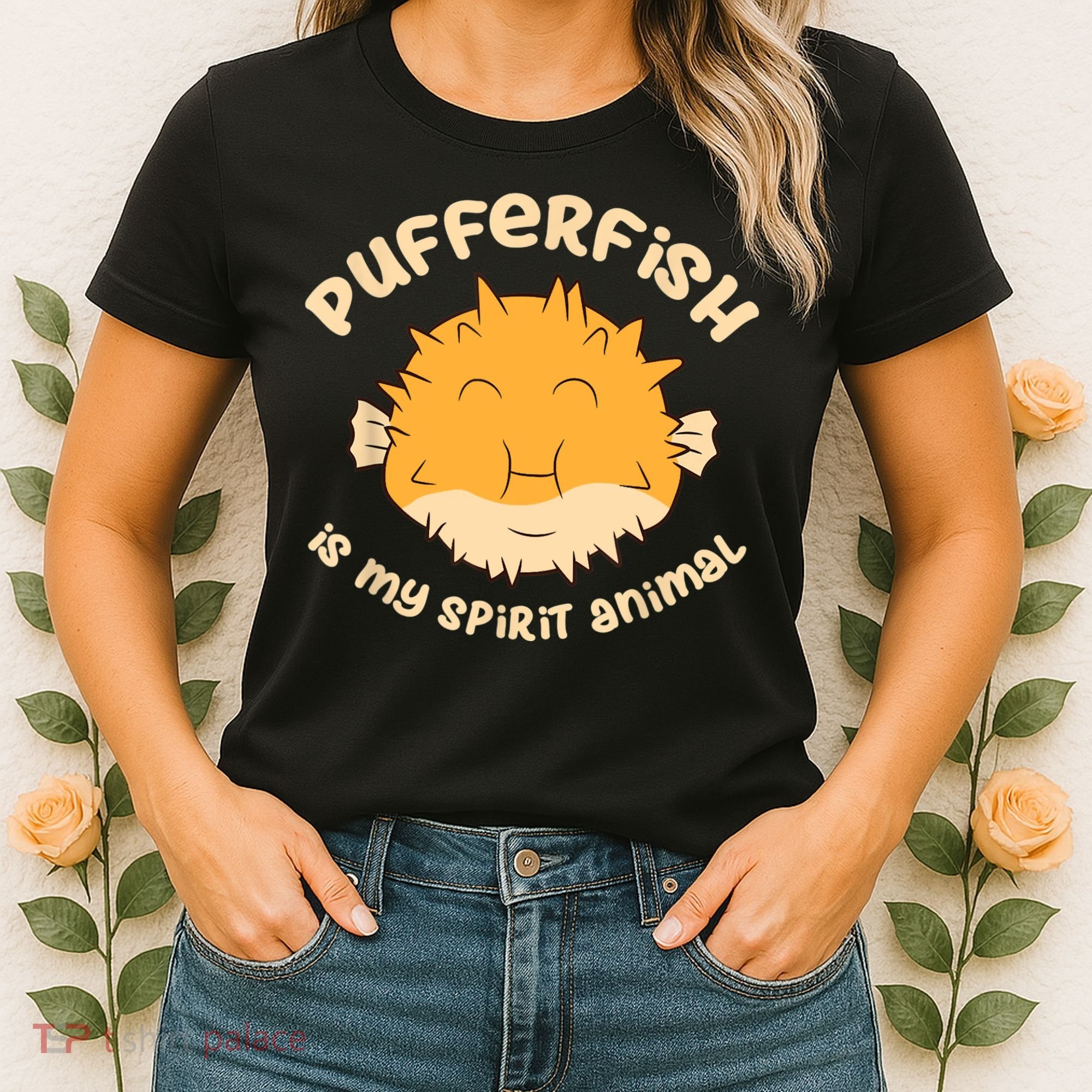 Pufferfish Is My Spirit Animal Funny Puffer Fish Women's T-Shirt