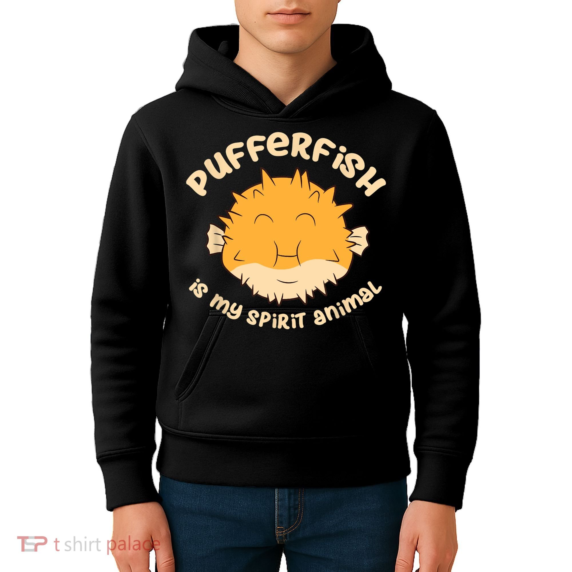 Pufferfish Is My Spirit Animal Funny Puffer Fish Kids Hoodie