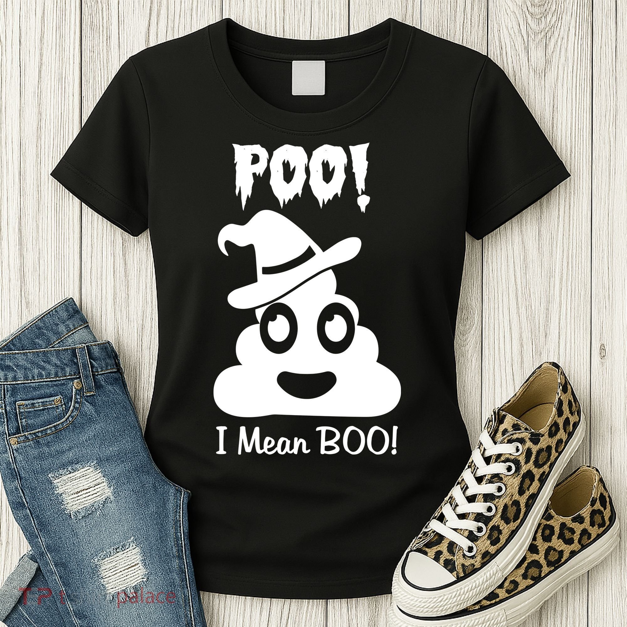 Poo I Mean Boo Halloween Quote Women's T-Shirt
