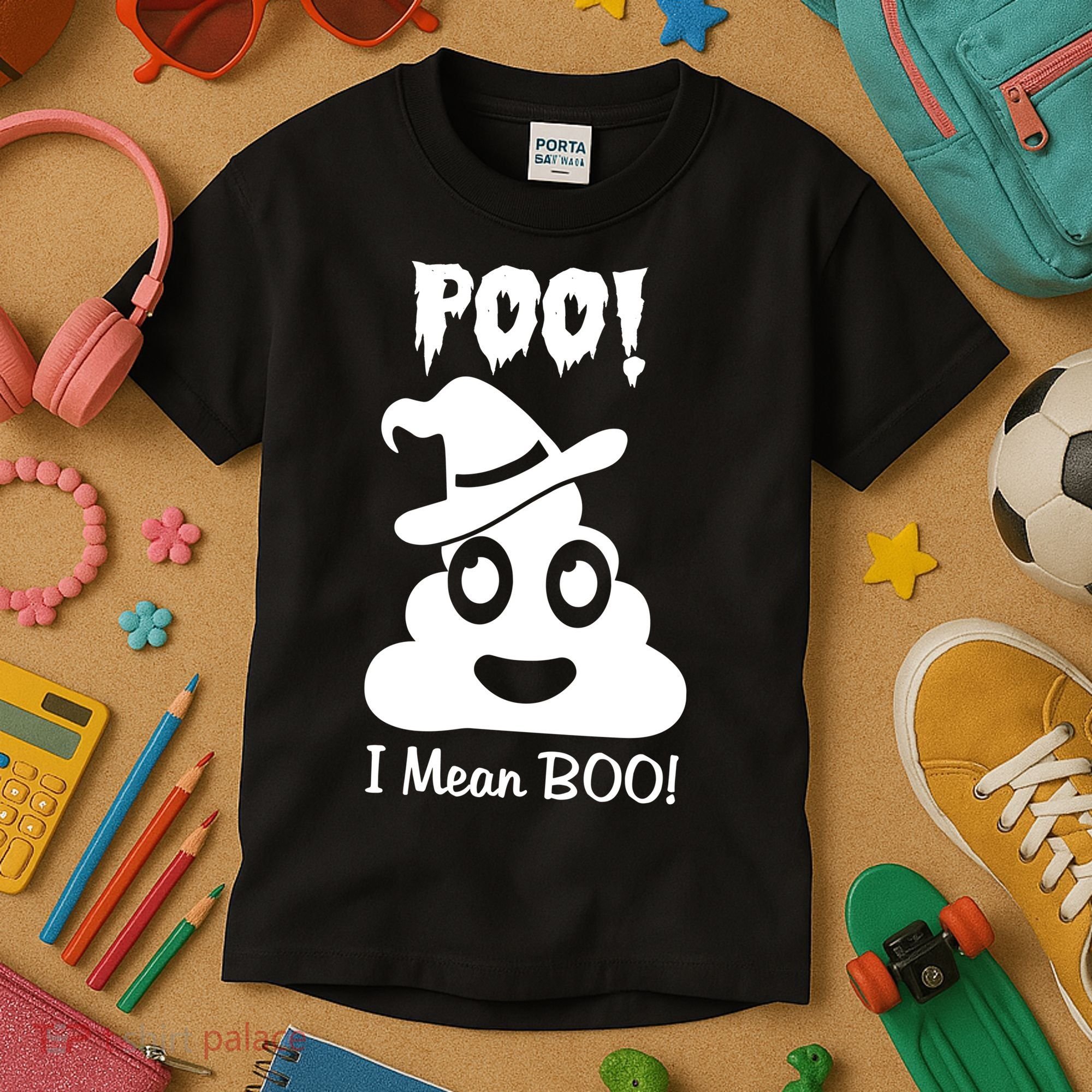 Poo I Mean Boo Halloween Quote Kids T-Shirt