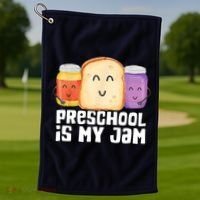 Preschool Is My Jam Back To School Funny Golf Towel thumb 1