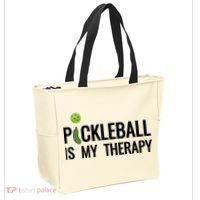 Pickleball Is My Therapy Funny Pickleball Players Gift Tote Bag thumb 2