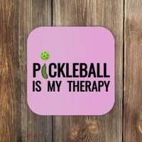 Pickleball Is My Therapy Funny Pickleball Players Gift Coaster thumb 0