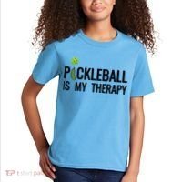 Pickleball Is My Therapy Funny Pickleball Players Gift Kids T-Shirt thumb 2