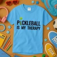 Pickleball Is My Therapy Funny Pickleball Players Gift Kids T-Shirt thumb 3