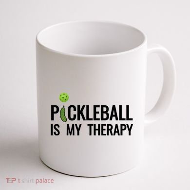 Pickleball Is My Therapy Funny Pickleball Players Gift Coffee Mug back