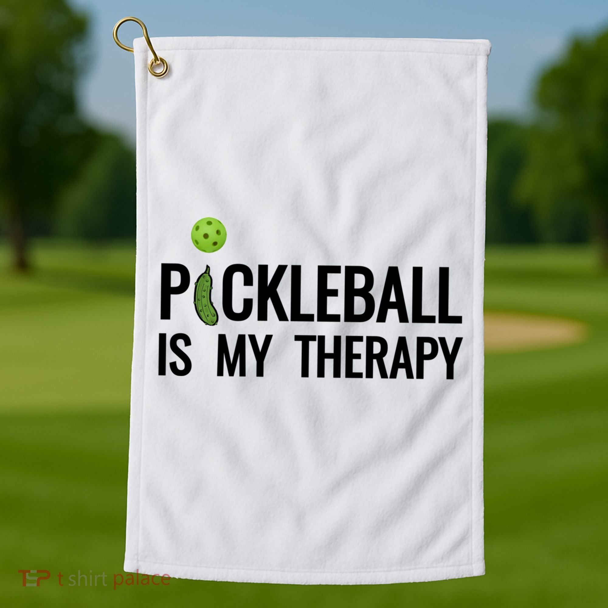 Pickleball Is My Therapy Funny Pickleball Players Gift Golf Towel
