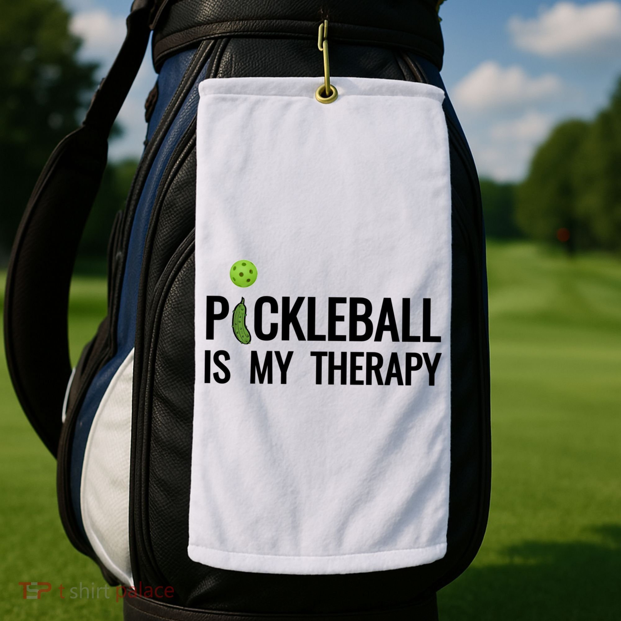 Pickleball Is My Therapy Funny Pickleball Players Gift Golf Towel
