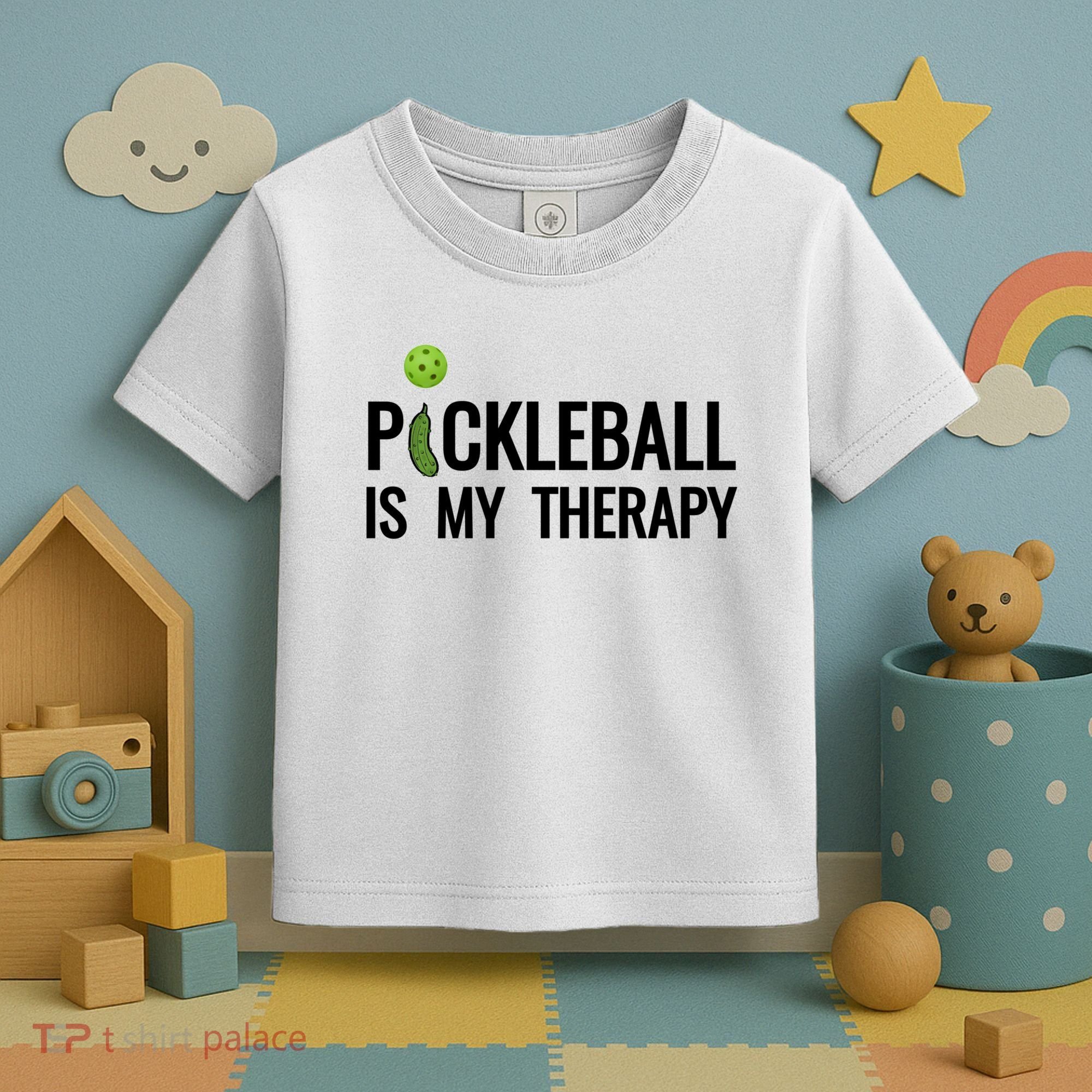 Pickleball Is My Therapy Funny Pickleball Players Gift Toddler T-Shirt