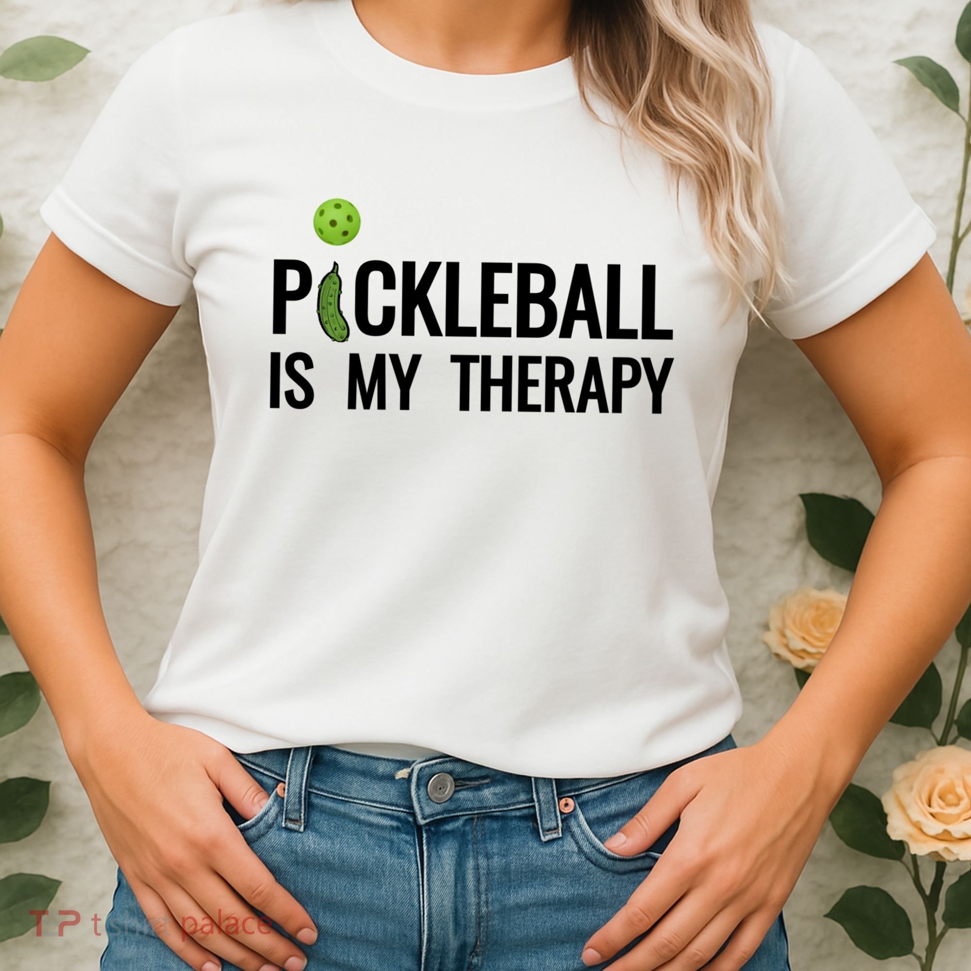 Pickleball Is My Therapy Funny Pickleball Players Gift Women's T-Shirt
