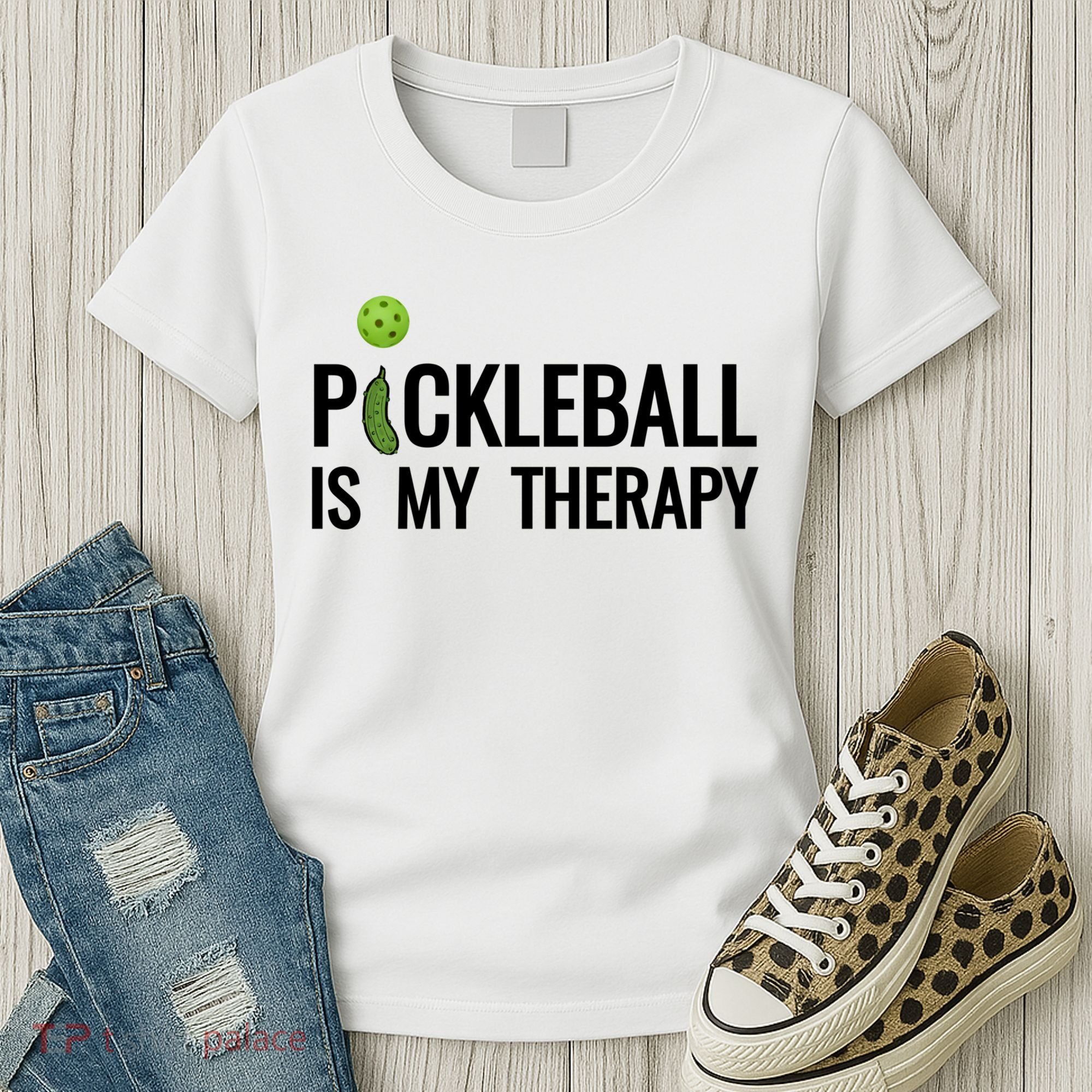 Pickleball Is My Therapy Funny Pickleball Players Gift Women's T-Shirt