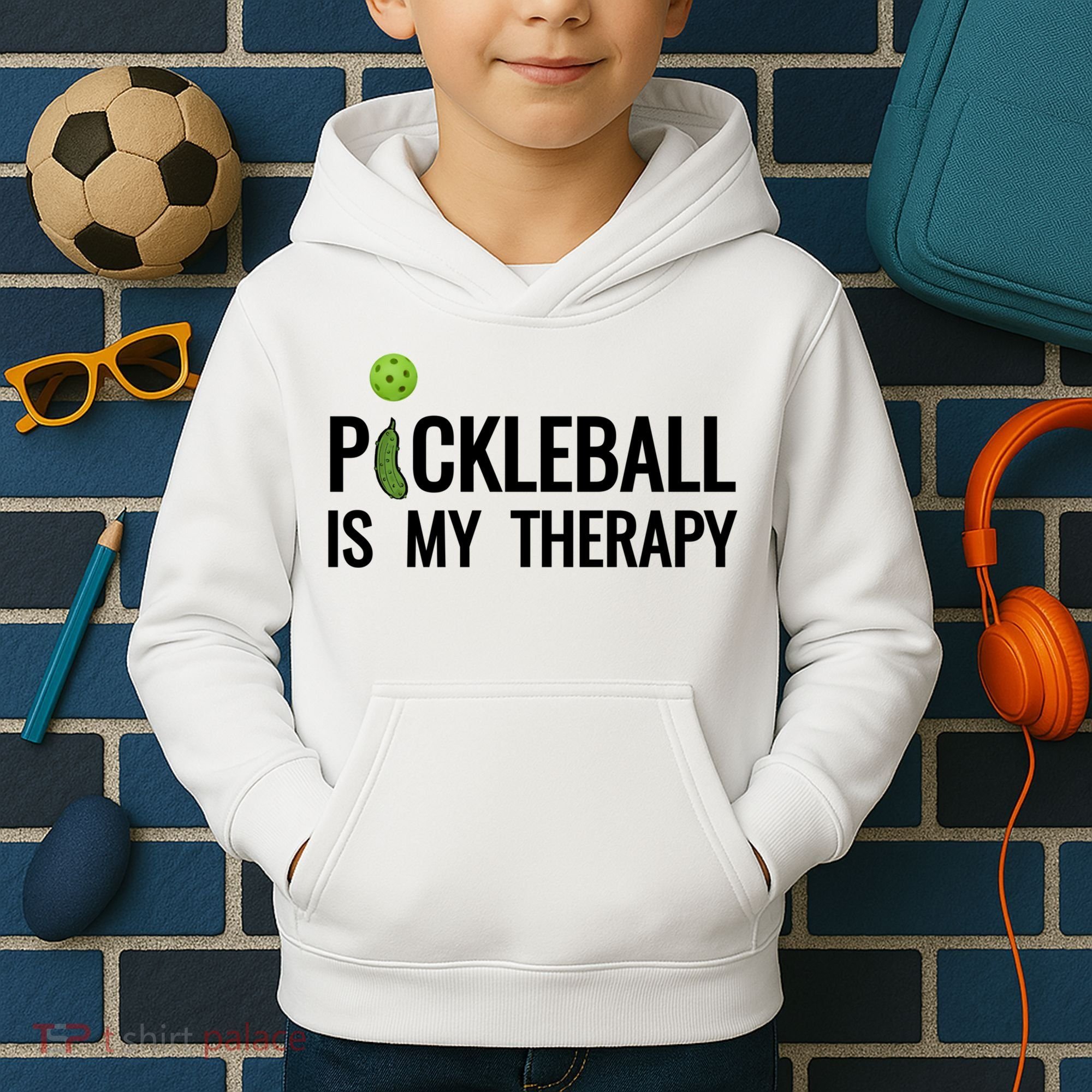 Pickleball Is My Therapy Funny Pickleball Players Gift Kids Hoodie