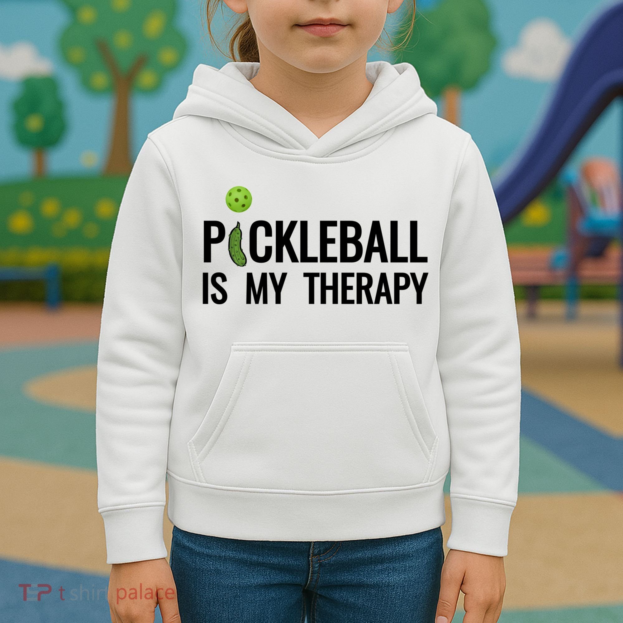 Pickleball Is My Therapy Funny Pickleball Players Gift Kids Hoodie