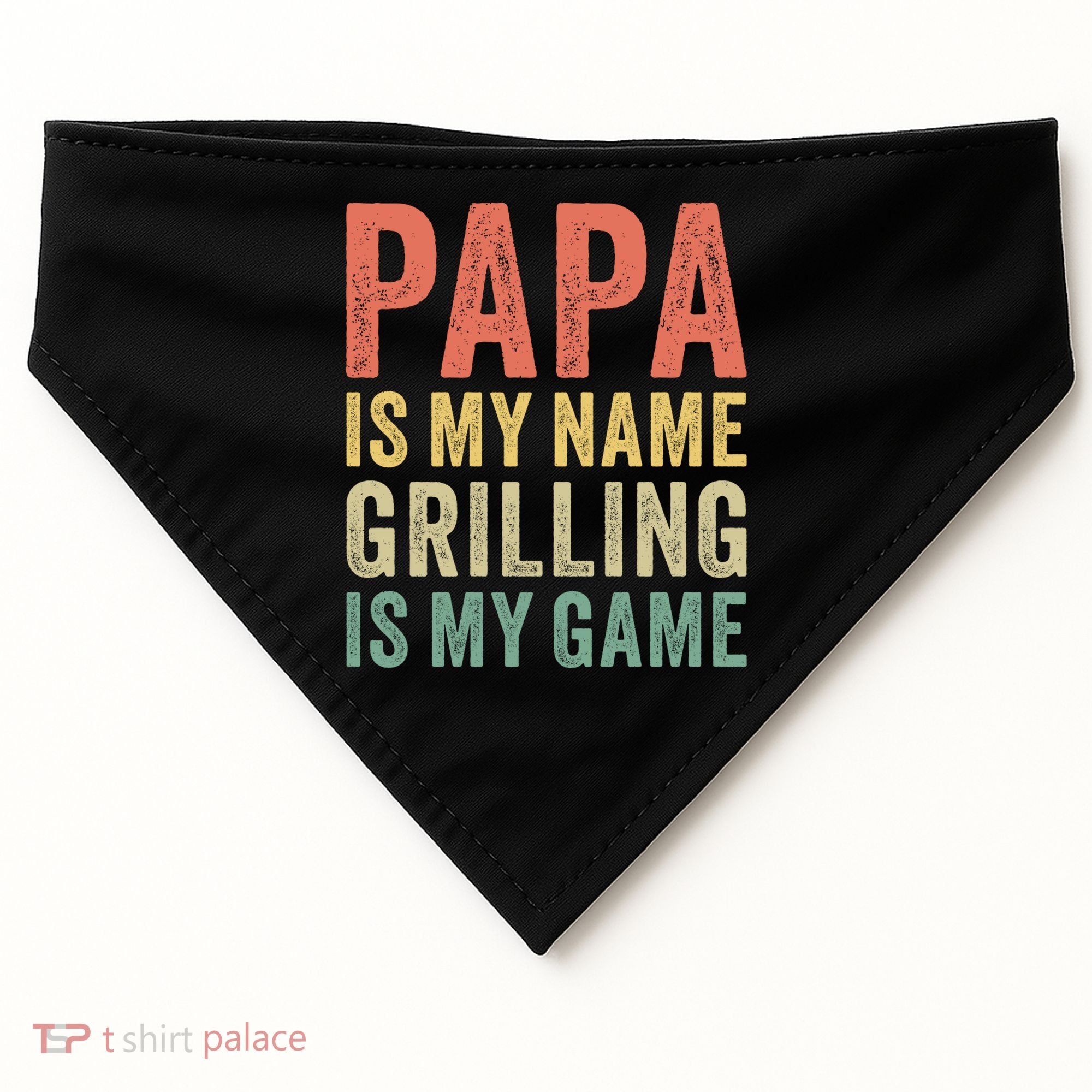 Papa Is My Name Grilling Is My Game Bbq Dad Father's Day Gift USA-Made Doggie Bandana