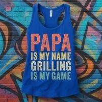 Papa Is My Name Grilling Is My Game Bbq Dad Father's Day Gift Women's Tank Top thumb 3