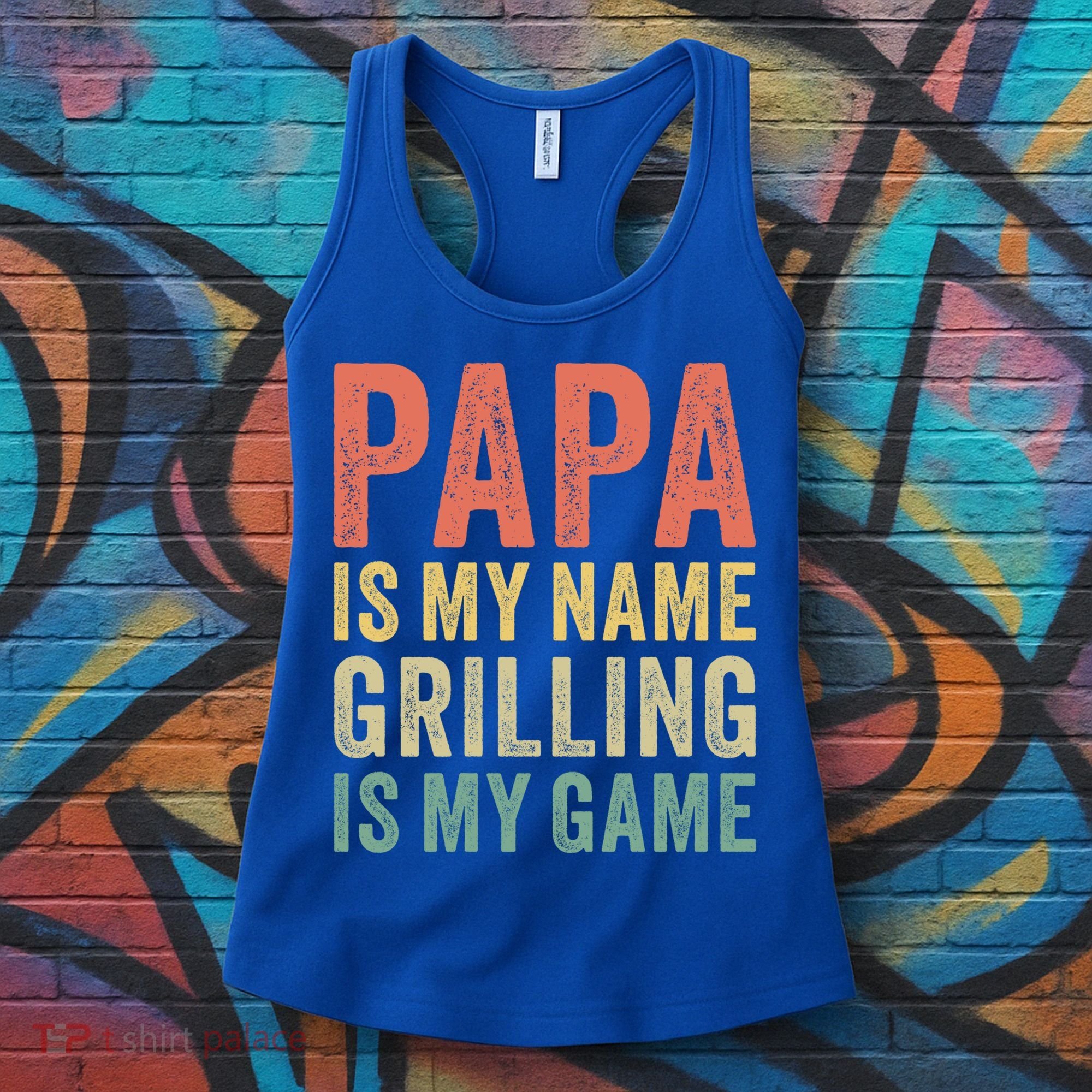 Papa Is My Name Grilling Is My Game Bbq Dad Father's Day Gift Women's Tank Top
