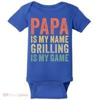 Papa Is My Name Grilling Is My Game Bbq Dad Father's Day Gift Baby Bodysuit thumb 0