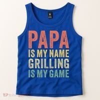 Papa Is My Name Grilling Is My Game Bbq Dad Father's Day Gift Tank Top thumb 2
