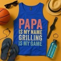 Papa Is My Name Grilling Is My Game Bbq Dad Father's Day Gift Tank Top thumb 4