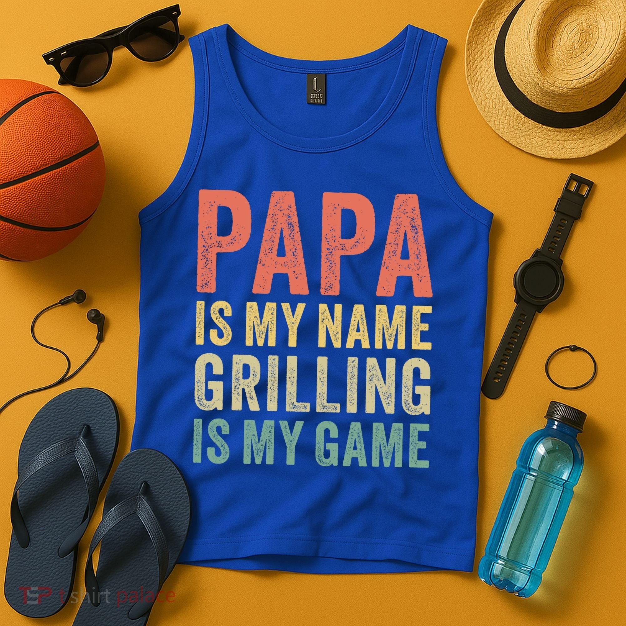 Papa Is My Name Grilling Is My Game Bbq Dad Father's Day Gift Tank Top