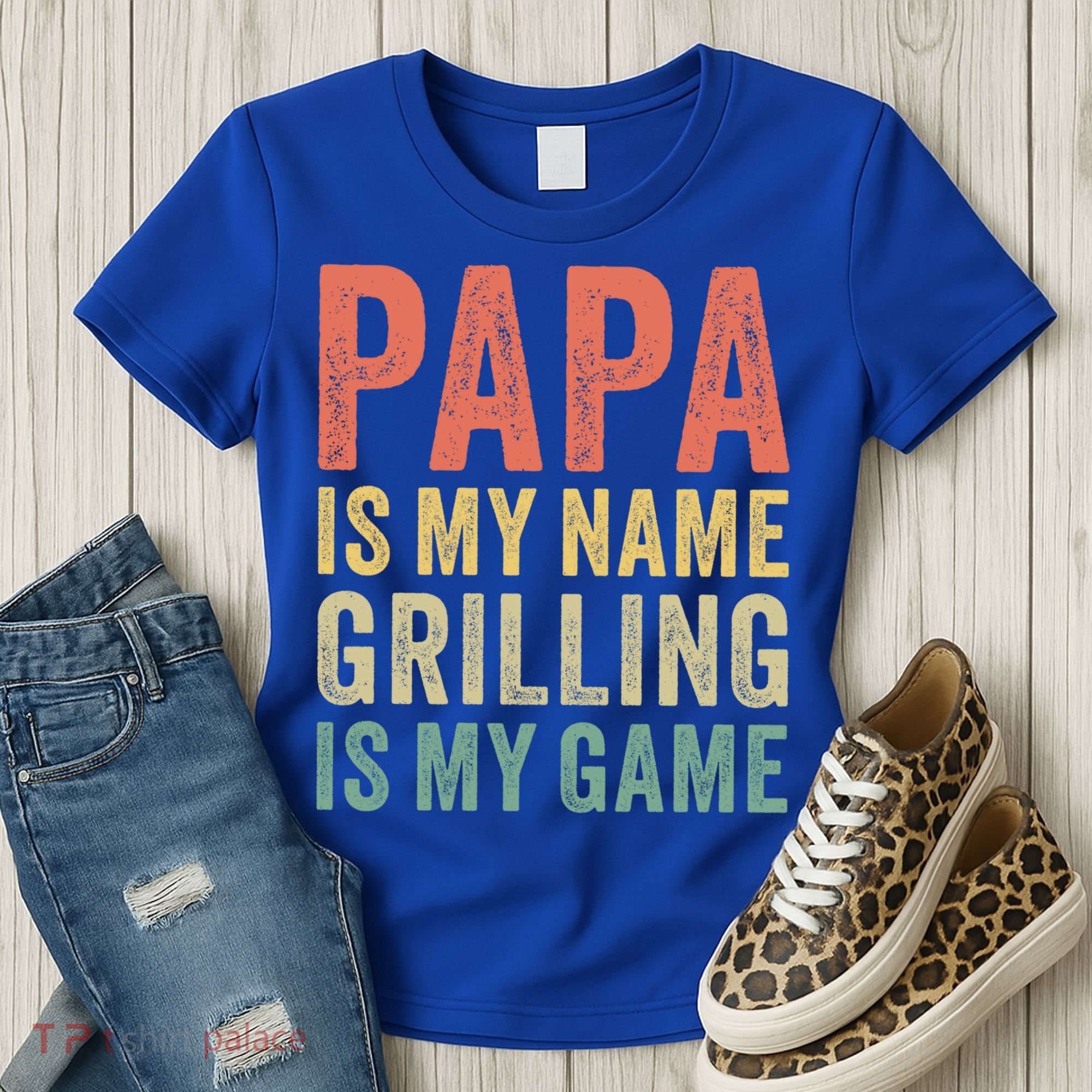 Papa Is My Name Grilling Is My Game Bbq Dad Father's Day Gift Women's T-Shirt