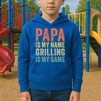 Papa Is My Name Grilling Is My Game Bbq Dad Father's Day Gift Kids Hoodie thumb 2