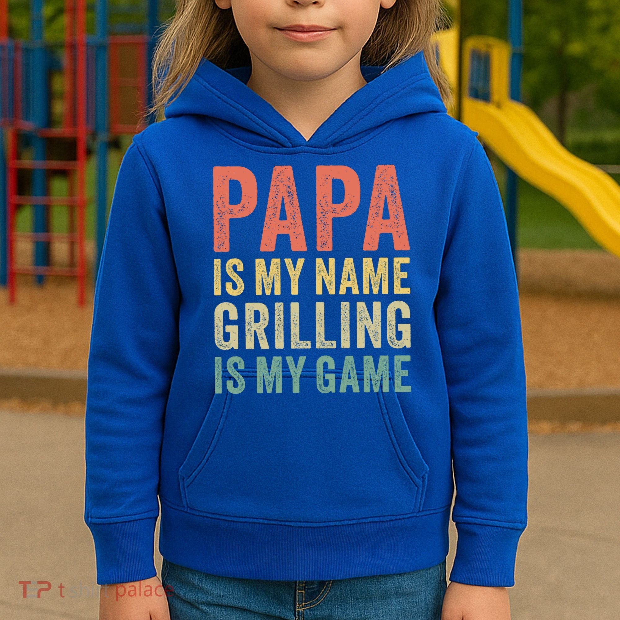 Papa Is My Name Grilling Is My Game Bbq Dad Father's Day Gift Kids Hoodie