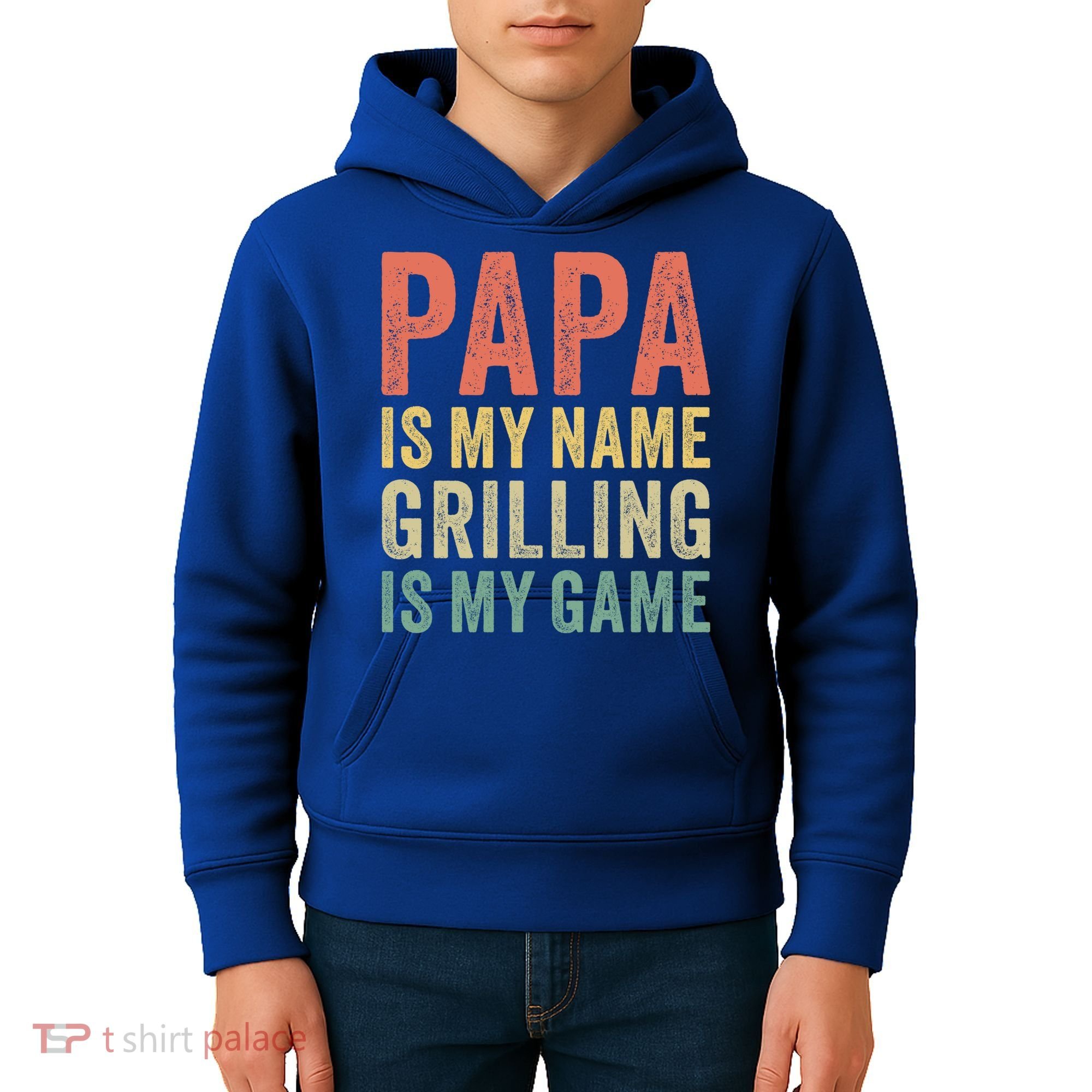 Papa Is My Name Grilling Is My Game Bbq Dad Father's Day Gift Kids Hoodie