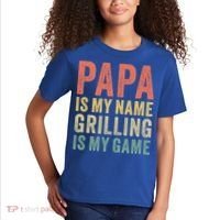 Papa Is My Name Grilling Is My Game Bbq Dad Father's Day Gift Kids T-Shirt thumb 2
