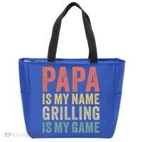 Papa Is My Name Grilling Is My Game Bbq Dad Father's Day Gift Tote Bag thumb 0