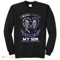 Purple In Memory Of My Son Drug Overdose Awareness Ribbon Sweatshirt thumb 0